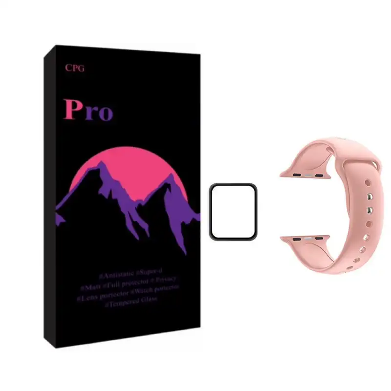 بند پرو مدل سیلیکونی  مناسب برای اپل واچ SE سایز 44 به همراه محافظ صفحه نمایش