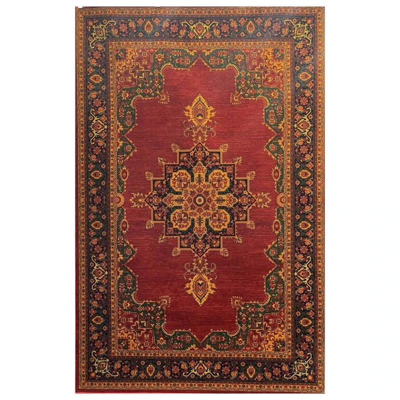 فرش ماشینی 700 شانه زمینه لاکی حاشیه سبز مدل بلوچ آکریلیک کد 717 روناسی 