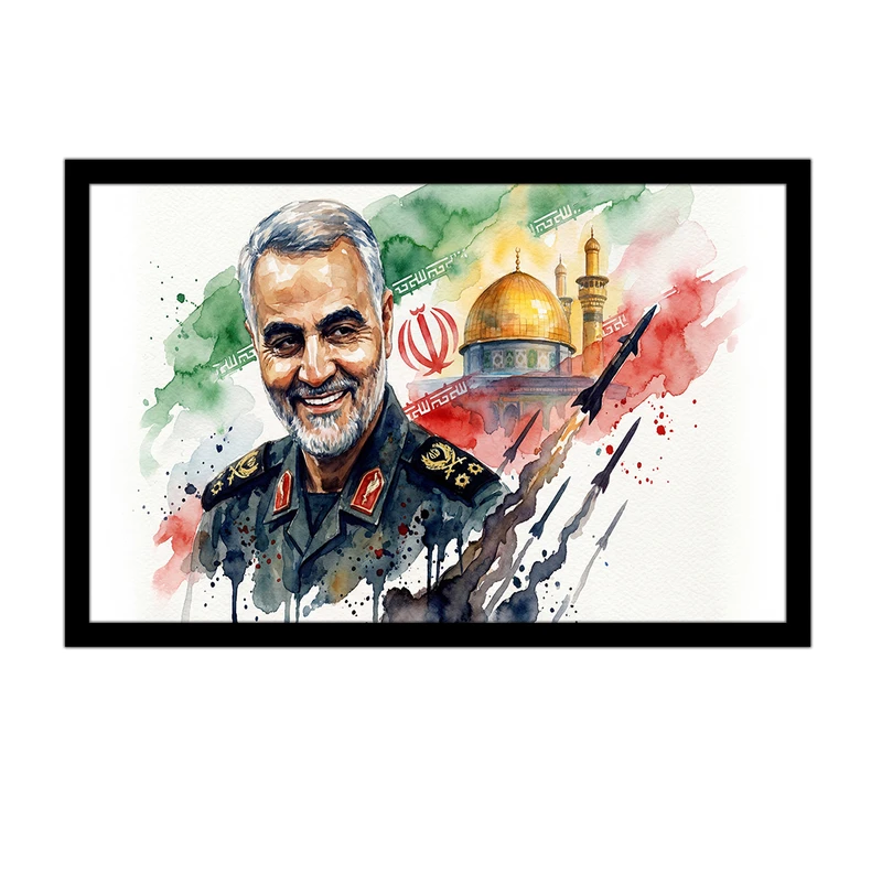 تابلو بکلیت طرح شهید حاج قاسم سلیمانی مدل DY1371 فریم مشکی