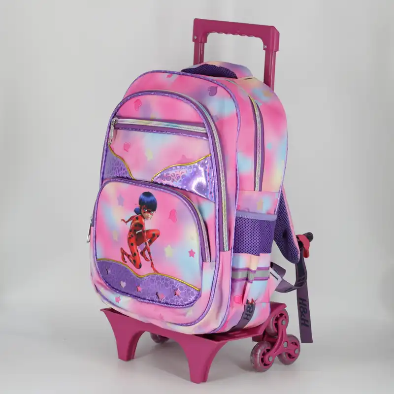 کوله پشتی چرخ دار طرح دختر کفشدوزکی کد 080