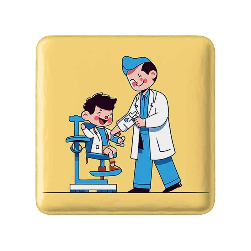 مگنت خندالو طرح پزشک و پرستار کودکانه مدل مربعی کد 36502