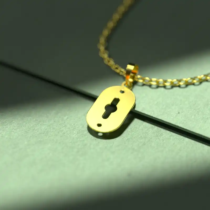 گردنبند طلا 18 عیار زنانه مدوپد مدل قفل کد F3-1-1200