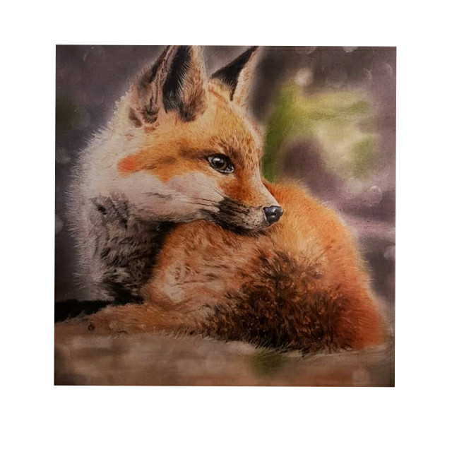 تابلو نقاشی مداد رنگی مدل روباه کد ۳۰