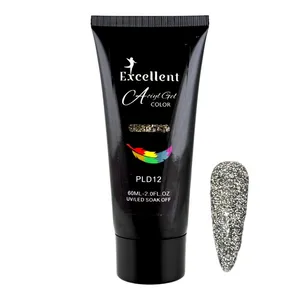 پلی ژل کاشت ناخن اکسلنت مدل دیسکو شماره PLD12 حجم 60 میلی لیتر