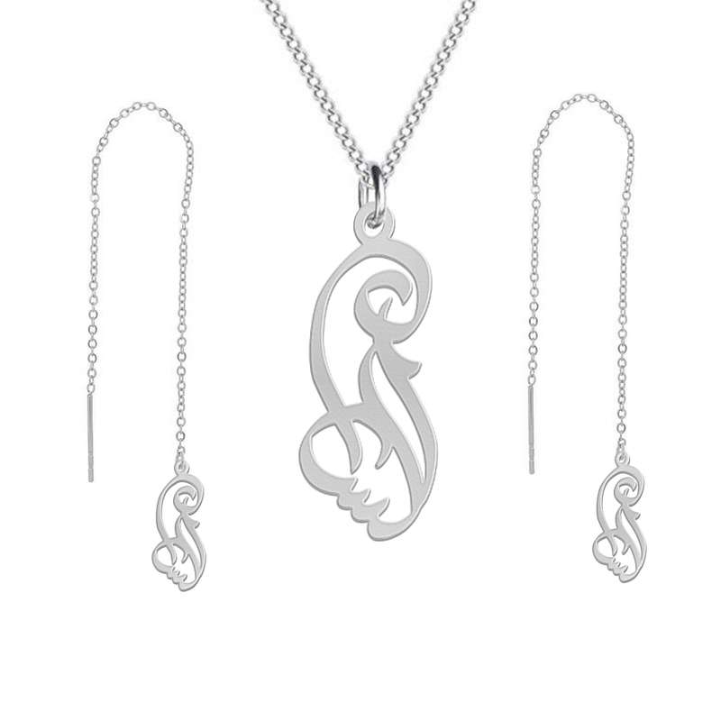 نیم ست نقره زنانه لیردا مدل اسم السای nms sss 61elsay