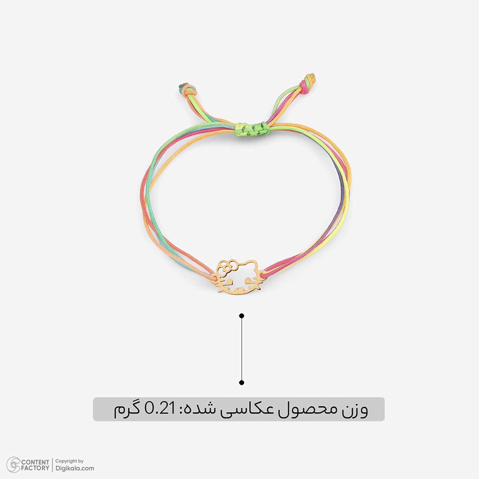دستبند طلا 18 عیار دخترانه با بند نخی روبی آرت گالری مدل 310312 -  - 2