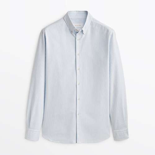 پیراهن آستین بلند مردانه ماسیمو دوتی مدل Regular fit striped cotton oxford shirt