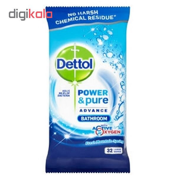 دستمال مرطوب دتول مدل power & pure بسته 32 عددی
