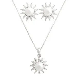 نیم ست نقره زنانه مدل گل کد M3020