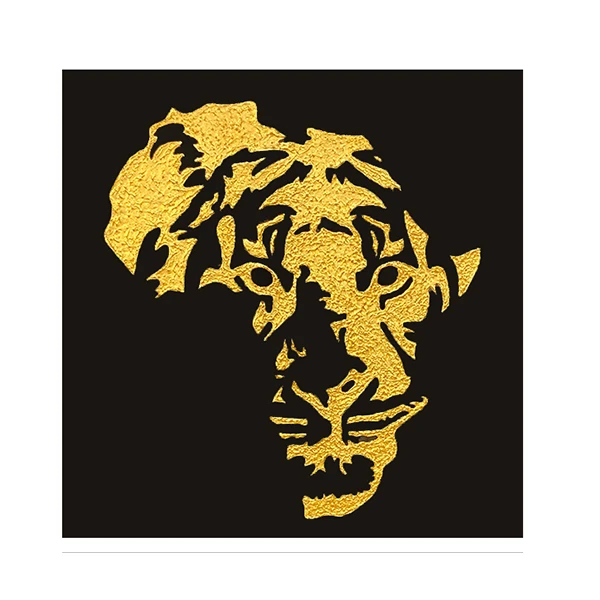 تابلو نقاشی ورق طلا مدل شیر افریقا