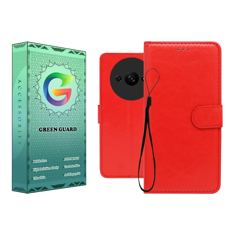 کیف کلاسوری گرین گارد طرح چرمی مدل Landing کد 04 مناسب برای گوشی موبایل شیائومی Redmi A3 به همراه بند آویز