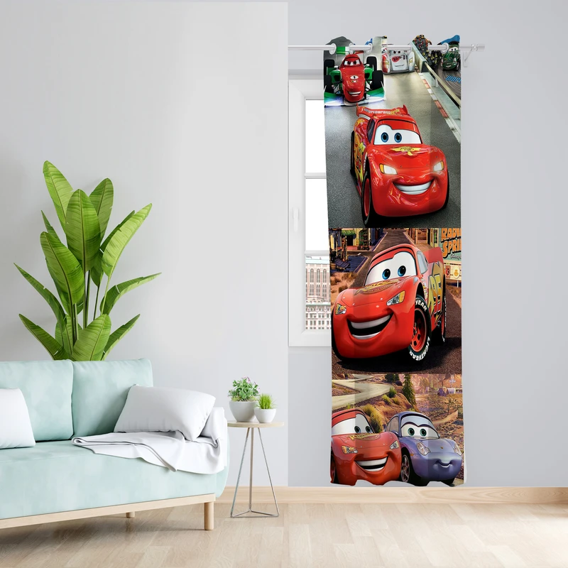 پرده طرح کارتون ماشین ها مدل مخمل پانچی کد 4116 z سایز 140x200 سانتی متر