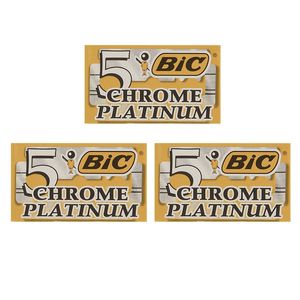 تیغ یدک سنتی بیک مدل Platinum Chromium Double Edge مجموعه 3 عددی