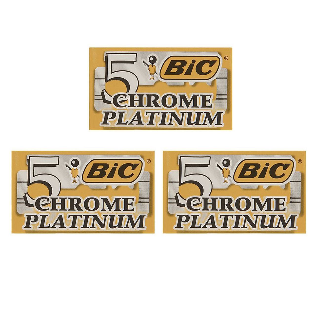 تیغ یدک سنتی بیک مدل Platinum Chromium Double Edge مجموعه 3 عددی -  - 1