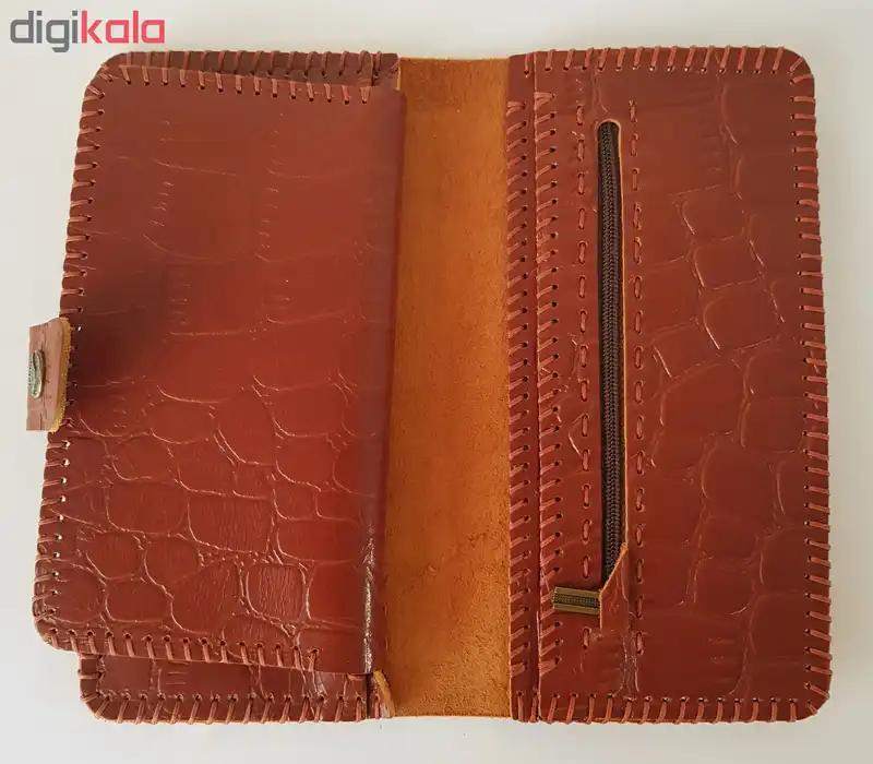 کیف پول زنانه چرم طبیعی گاوی دست دوز لمونو مدل KP16