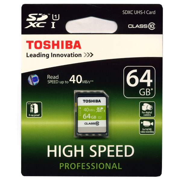 کارت حافظه SDXC توشیبا مدل High Speed Professional کلاس 10 استاندارد UHS-I U1 سرعت 40MBps ظرفیت 64 گیگابایت
