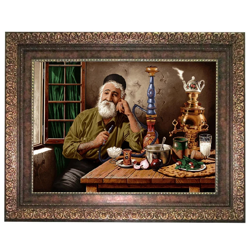 تابلو فرش ماشینی نقش نگار رضوی طرح قهوه چی کد 499P