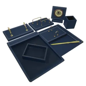 لوازم اداری رومیزی کد 6 DARK BLUE مجموعه 9 عددی