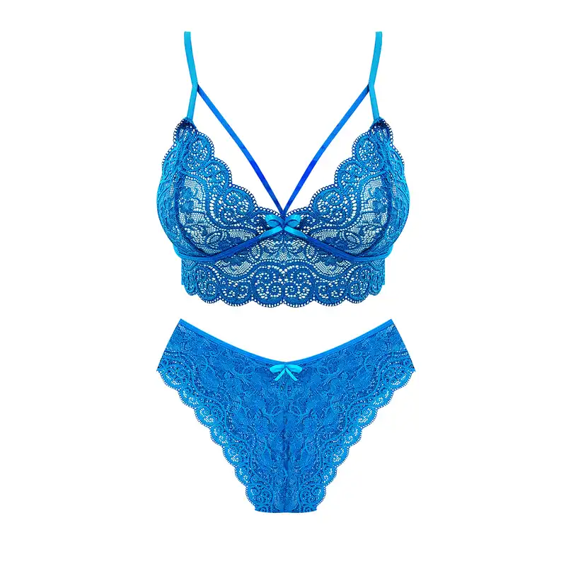 ست شورت و نیم تنه زنانه مدل گیپور 1 رنگ آبی