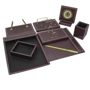 مجموعه لوازم اداری رومیزی 9 تکه کد 6 DARK RED
