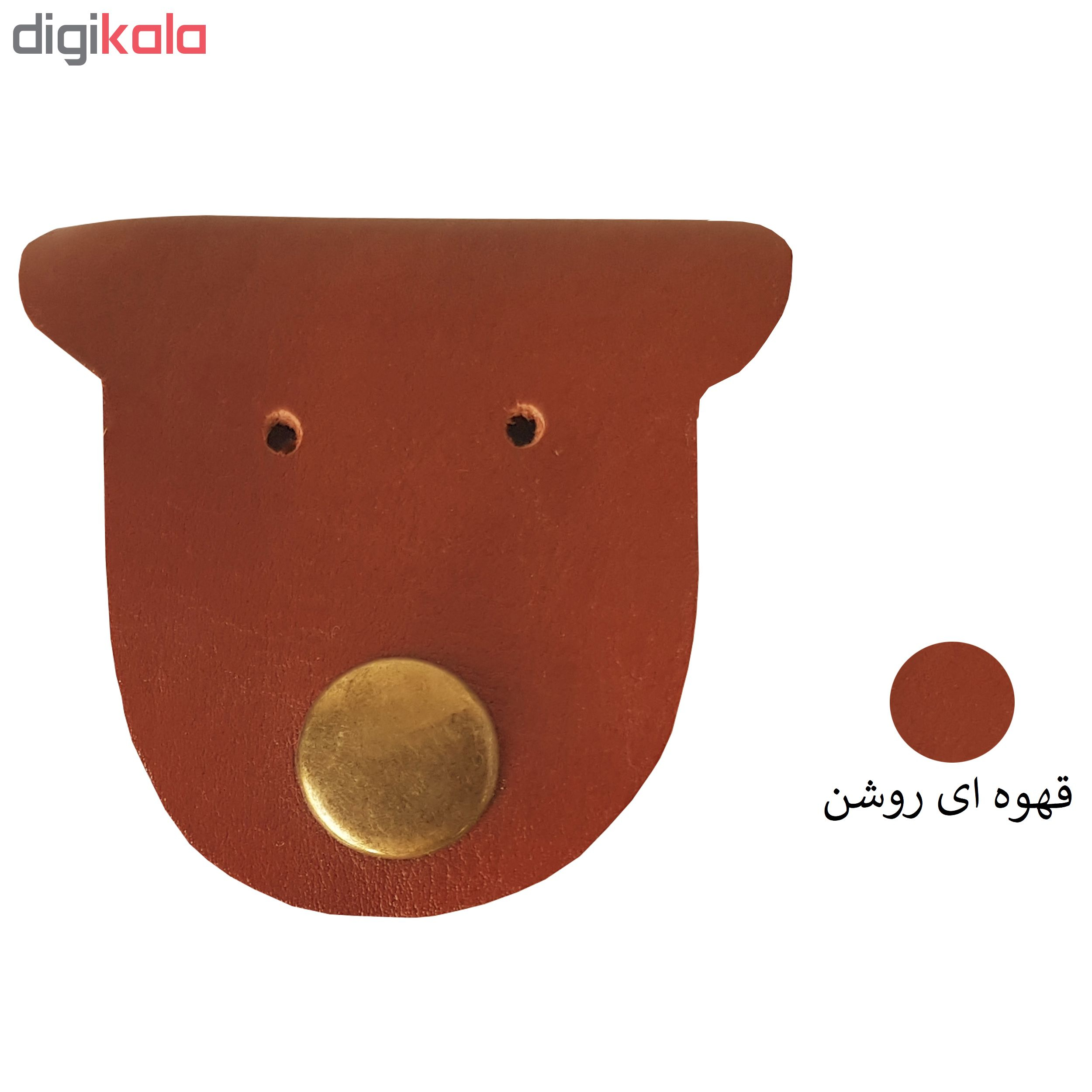 کیف هندزفری چرم طبیعی گاوی دست دوز لمونو طرح صورتک مدل GR45