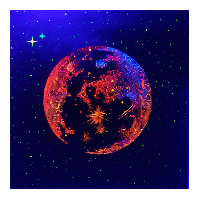  تابلو نقاشی اکریلیک مدل بلک لایت طرح ماه کد 12
