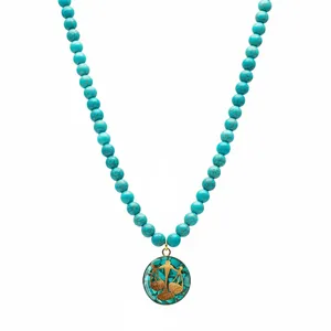 گردنبند دست ساز زنانه آلتین هنر بزازیان مدل روکش طلا ماه مهر