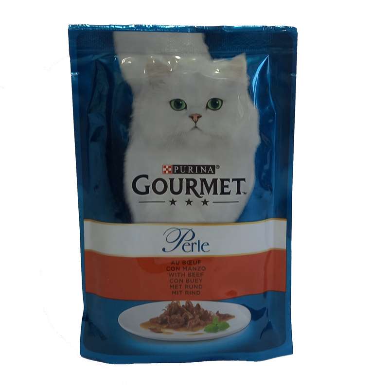 پوچ گربه گورمت مدل گوشت گاو وزن 85 گرم