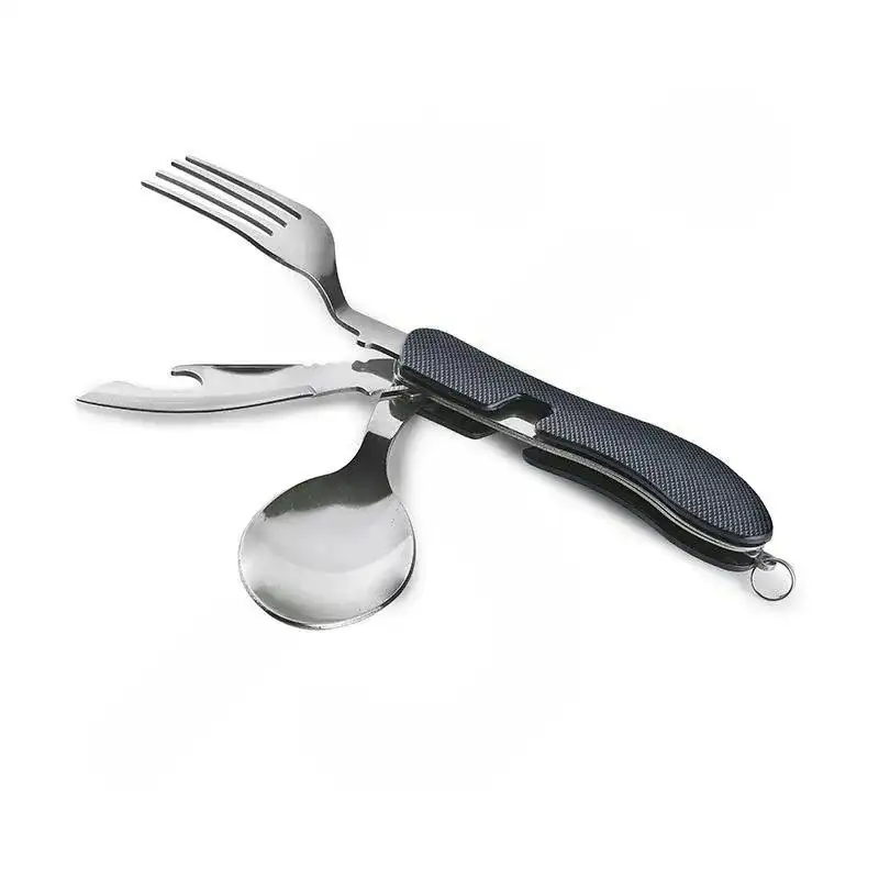 قاشق و چنگال و چاقوی سفری مدل 4522 استیل تاشو