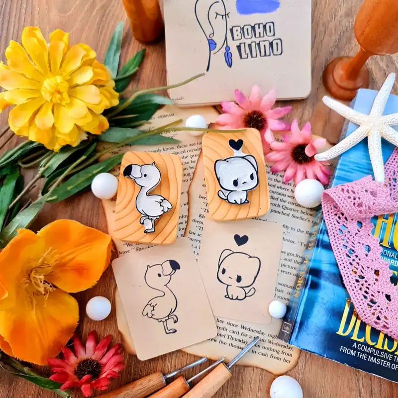 مهر لینو طرح ملوسک و فلامینگو کد 1600 مجموعه دو عددی