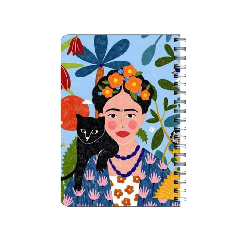 دفترچه یادداشت بامبیلیپ مدل چوبی طرح فریدا و گربه و گل ها کد 3570014
