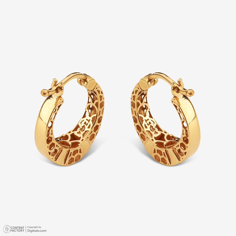 گوشواره کلیپسی طلا 18 عیار زنانه گلدم مدل حلقه اییE245013 - 5