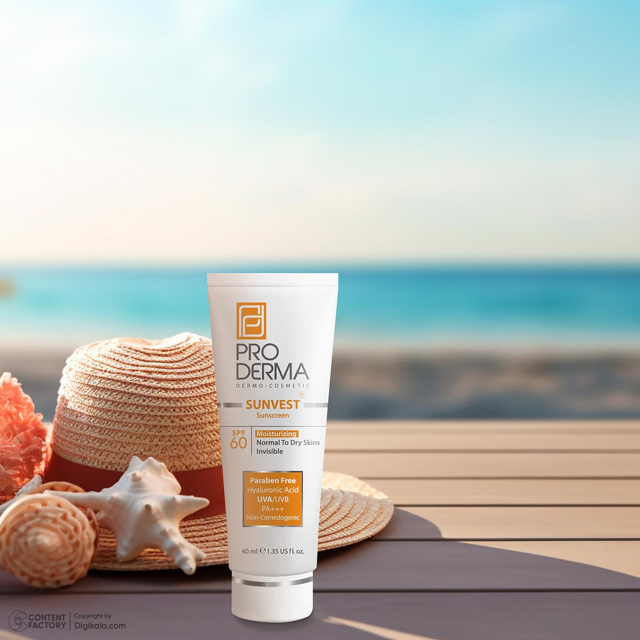 کرم ضد آفتاب بدون رنگ پرودرما مدل SPF60 محافظ UVA ،UVB و +++PA، مناسب پوستهای خشک و معمولی حجم 40 میلیلیتر کرم ضد آفتاب بدون رنگ پرودرما مدل SPF60 محافظ UVA ،UVB و +++PA، مناسب پوستهای خشک و معمولی حجم 40 میلیلیتر