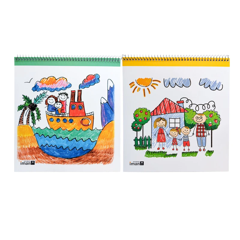 دفتر نقاشی 30 برگ ایمان مدل فانتزی طرح کودکانه کد 9017 بسته 2 عددی