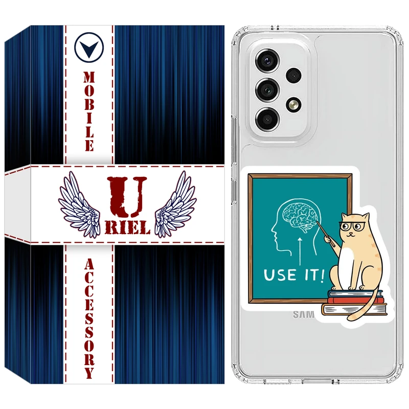 کاور ژله ای یوریل قاب مدل Clear کد 95 طرح گربه عاقل مناسب برای گوشی موبایل سامسونگ Galaxy A32 5G / M32 5G