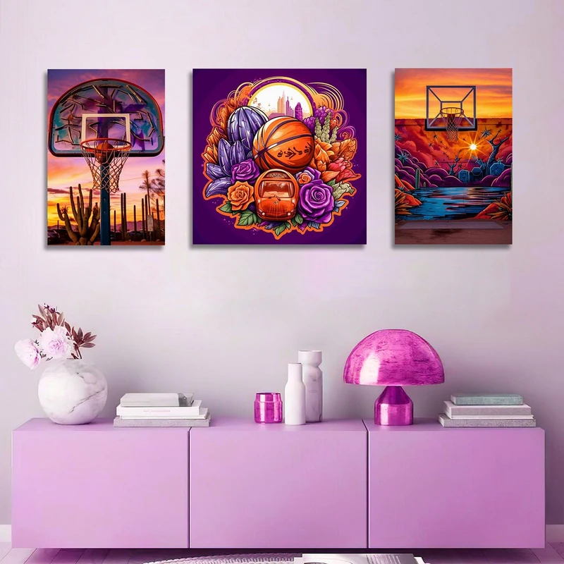 تابلو شاسی بکلیت طرح تور و توپ بسکتبال مدل SH-1183  مجموعه 3 عددی