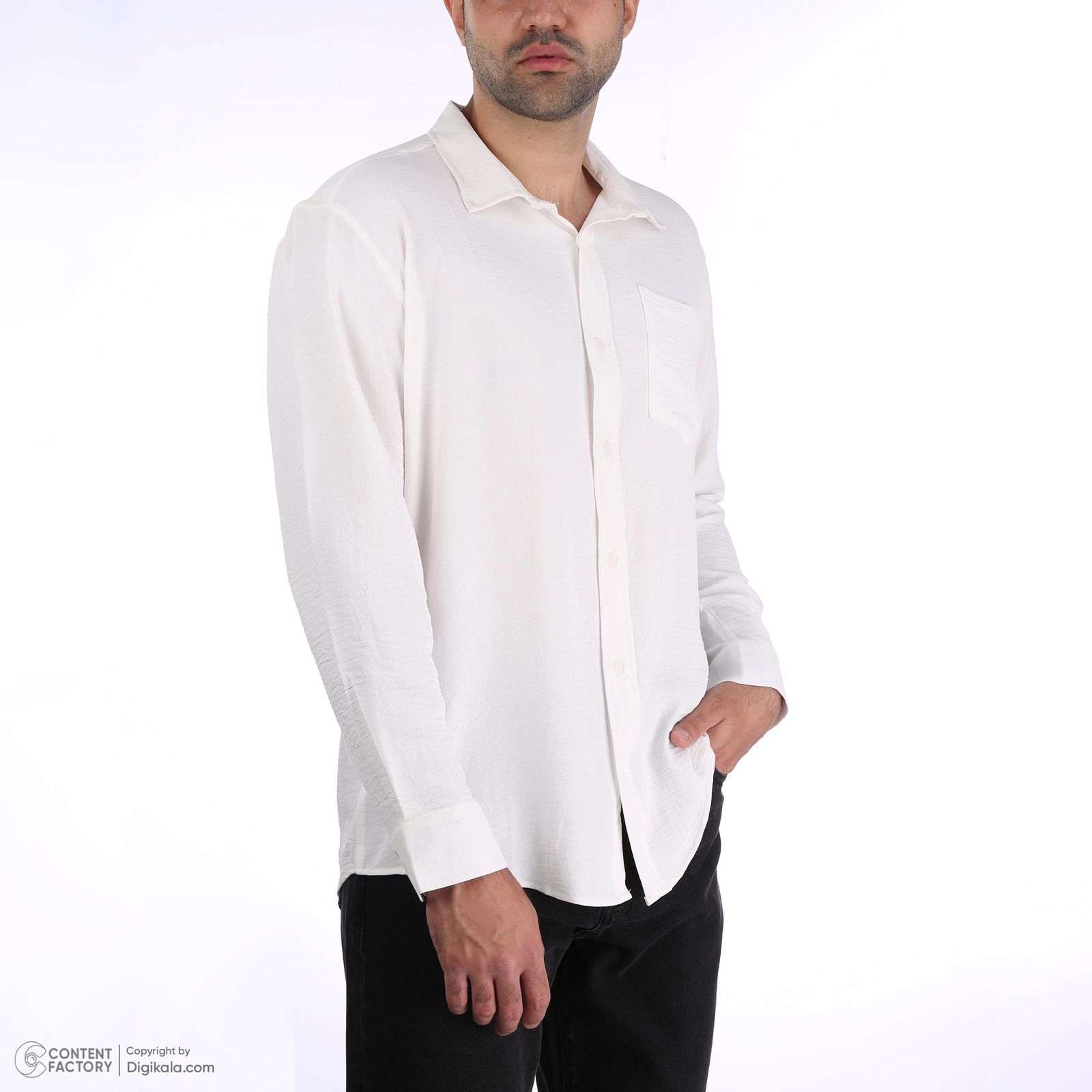 پیراهن آستین بلند مردانه ایزی دو مدل زانیار رنگ سفید -  - 9