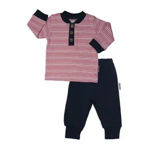 ست تی شرت و شلوار نوزادی آدمک مدل راه راه  کد 1112011 رنگ راه راه کالباسی