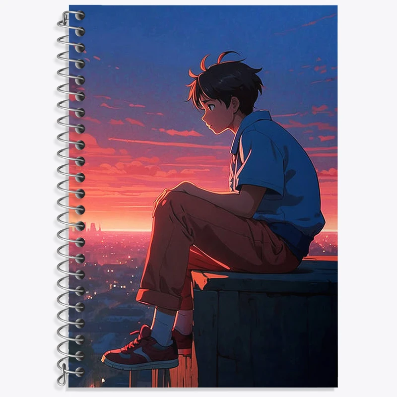 دفتر زبان 50 برگ خندالو مدل دو خط طرح پسر انیمه ای کد N1933