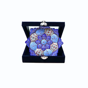 بشقاب میناکاری طرح اسلیمی قطر 16سانتی متری