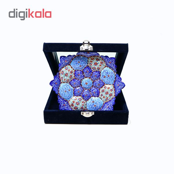 بشقاب میناکاری طرح اسلیمی قطر 16سانتی متری