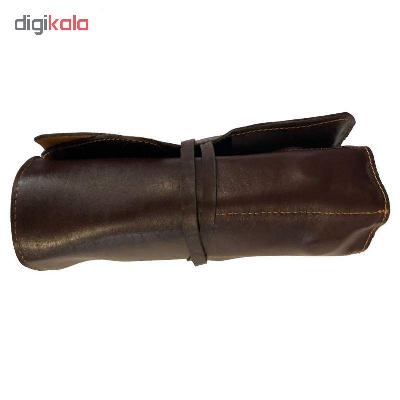 کیف قلمو و ابزار نقاشی – چرم طبیعی دست دوز مدل KG رنگ قهوه ای B&S Leather