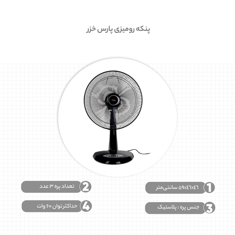 پنکه رومیزی پارس خزر مدل RIMA