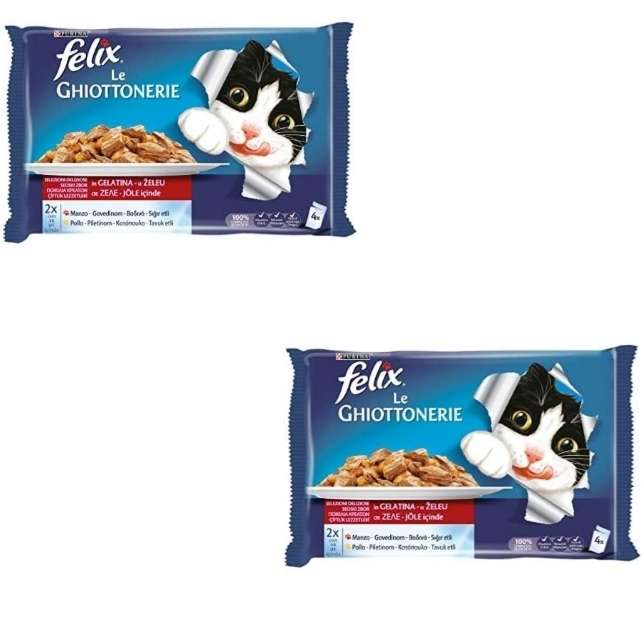 غذای پوچ گربه فلیکس مدل چهار طعم وزن 680 گرم مجموعه 2 عددی