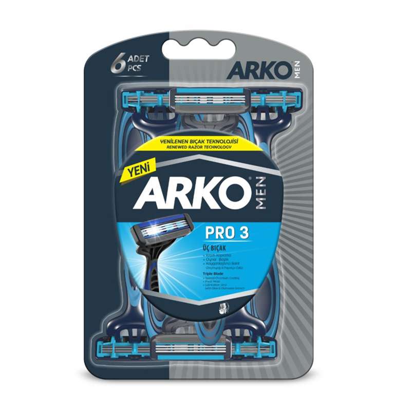 خود تراش مردانه آرکو مدل 3 Shave Blade بسته 6 عددی خود تراش مردانه آرکو مدل 3 Shave Blade بسته 6 عددی