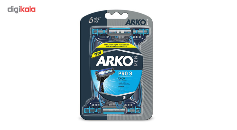 خود تراش مردانه آرکو مدل 3 Shave Blade بسته 6 عددی خود تراش مردانه آرکو مدل 3 Shave Blade بسته 6 عددی