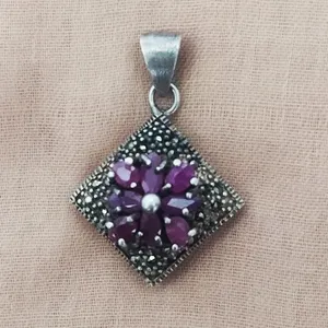 آویز گردنبند نقره زنانه سلین کالا مدل یاقوت ce-new135