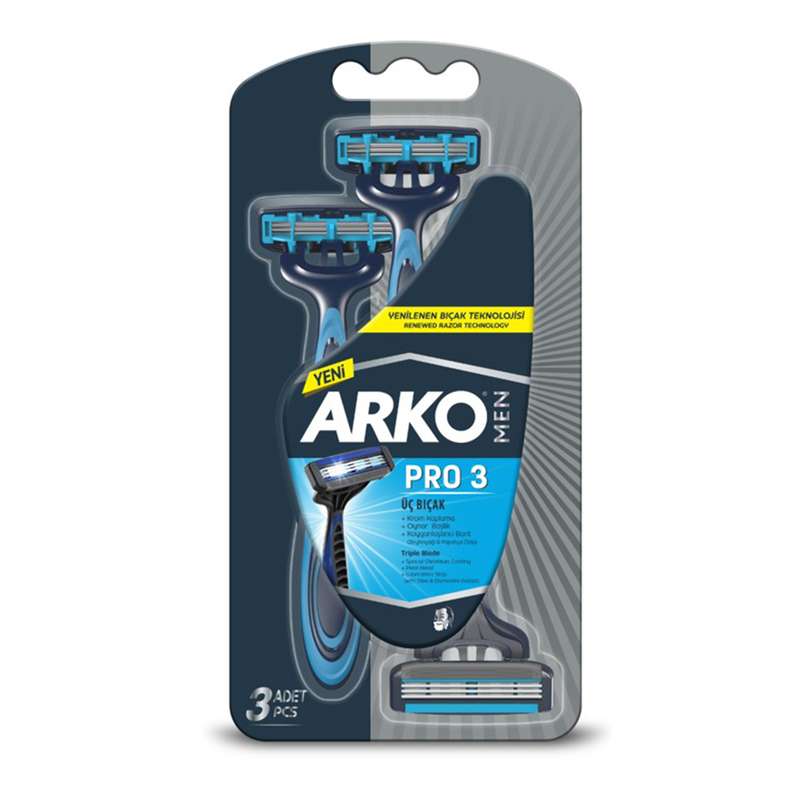خود تراش مردانه آرکو مدل 3 Shave Blade بسته 3 عددی خود تراش مردانه آرکو مدل 3 Shave Blade بسته 3 عددی