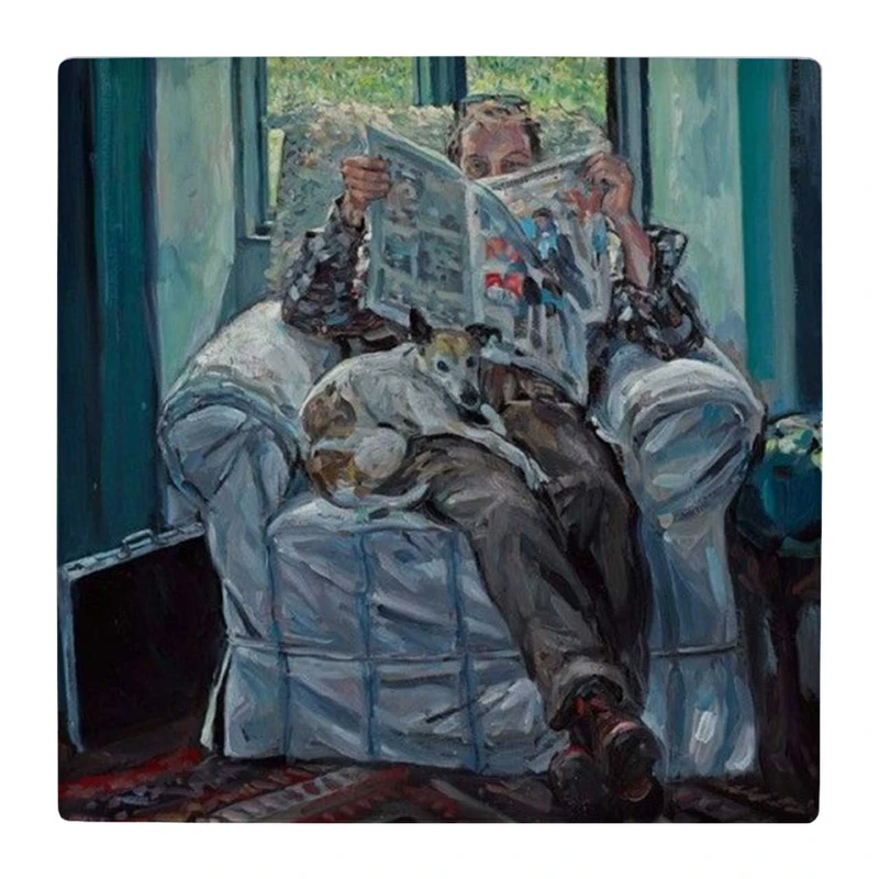 زیر لیوانی  طرح مرد روزنامه خوان و سگ کد    4824136_3691