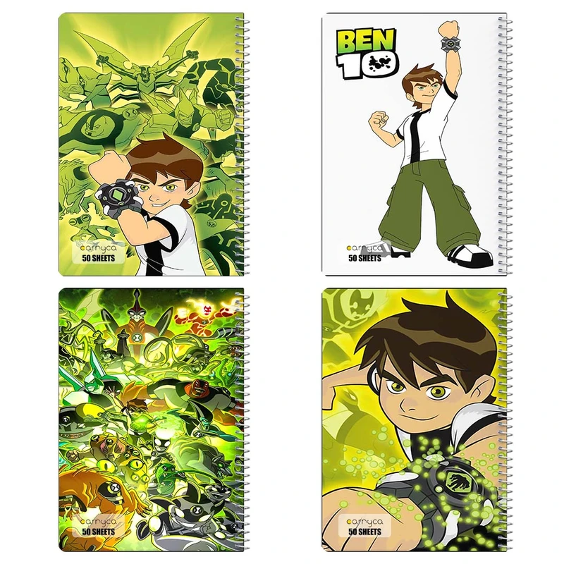 دفتر نقاشي 50 برگ کارنيکا طرح بن ۱۰ ben10 کد 98496 مجموعه 4 عددی